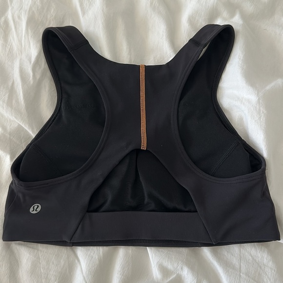 Lululemon Tough Train high neck bra, black/orange soda, size 6 - Picture 6 of 10